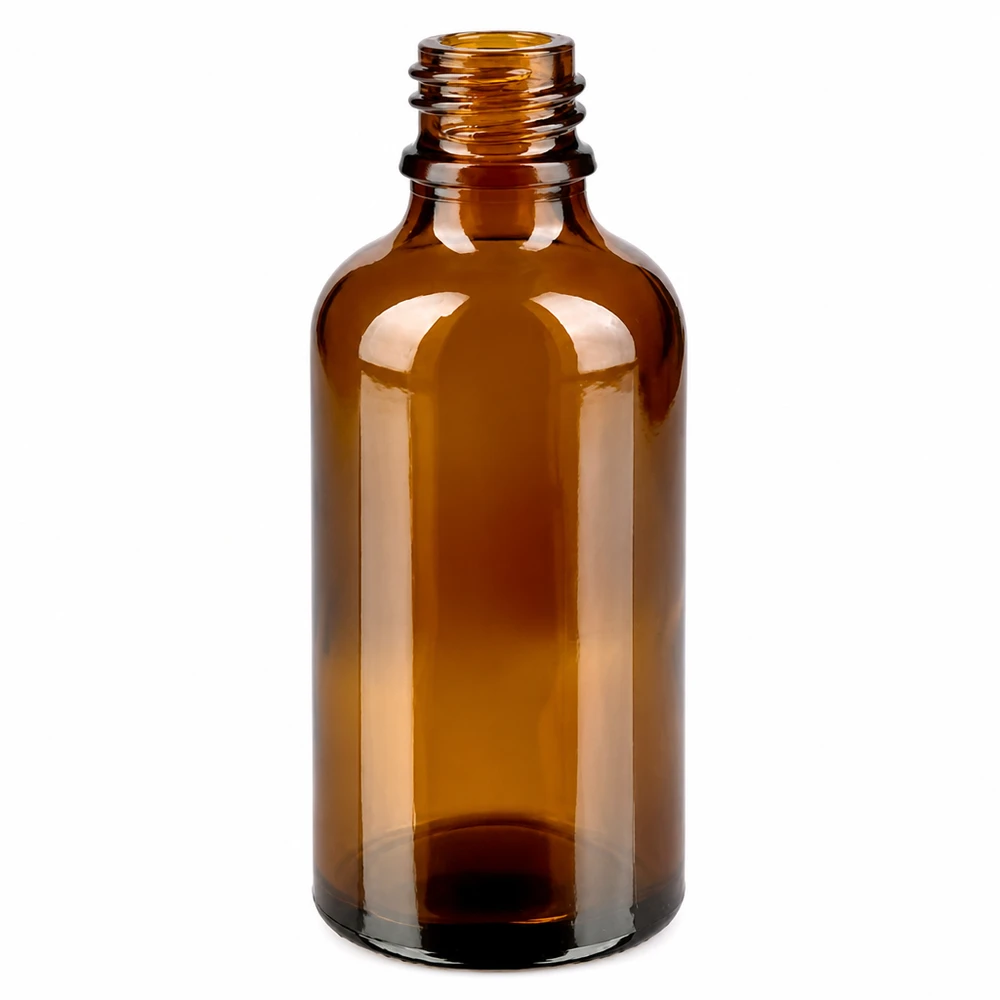 Flacon 50ml 11mm SV blanc OV BrownLine UT18/50 Flacon de pharmacie de 50ml en verre brun avec un pas de vis de 11mm pour les substances sensibles à la lumière