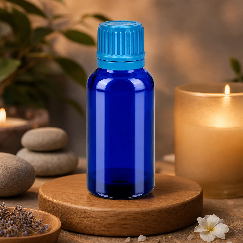 Flacon 30ml 11mm SV bleu OV BlueLine UT18/30 Flacon pratique de 30 ml avec un col étroit de 11 mm pour éviter les déversements lors de l'application