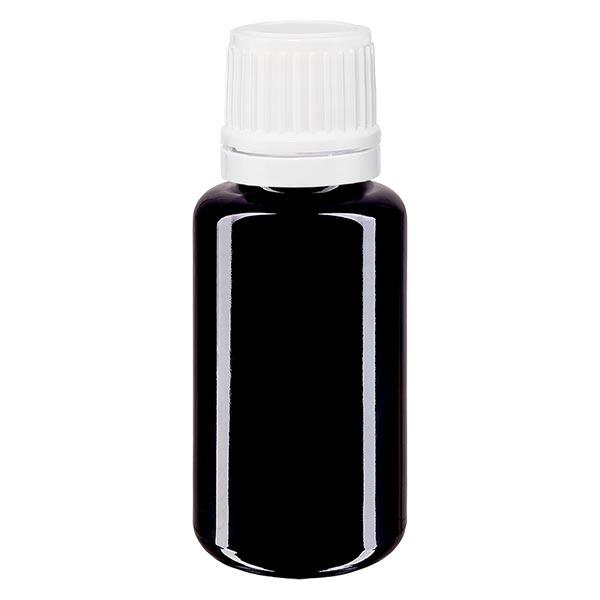 Bouteille de pharmacie viol. 20ml V. goutte. 1.2mm blanc OV Bouteille de pharmacie viol. 20ml V. goutte. 1.2mm blanc OV