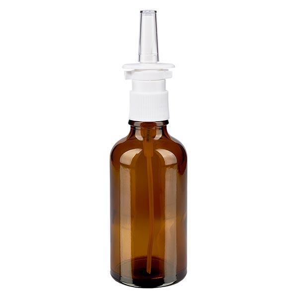 Flacon de pharmacie brun 50ml vaporisateur nasal blanc Std Flacon de pharmacie brun 50ml vaporisateur nasal blanc Std