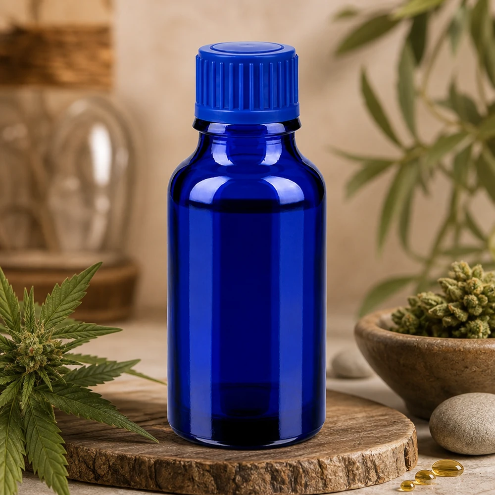 Flacon 20ml 11mm SV bleu STD BlueLine UT18/20 Bouteille en verre BlueLine 20ml avec filetage UT18/20 - finition de haute qualité pour une utilisation professionnelle
