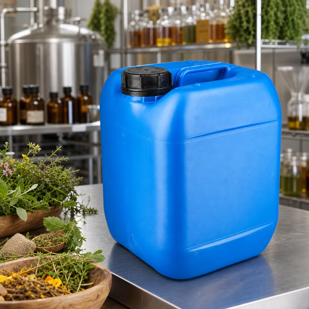 Bidon en plastique empilable de 5 litres, de couleur bleue, avec bouchon OV anti-fuites
