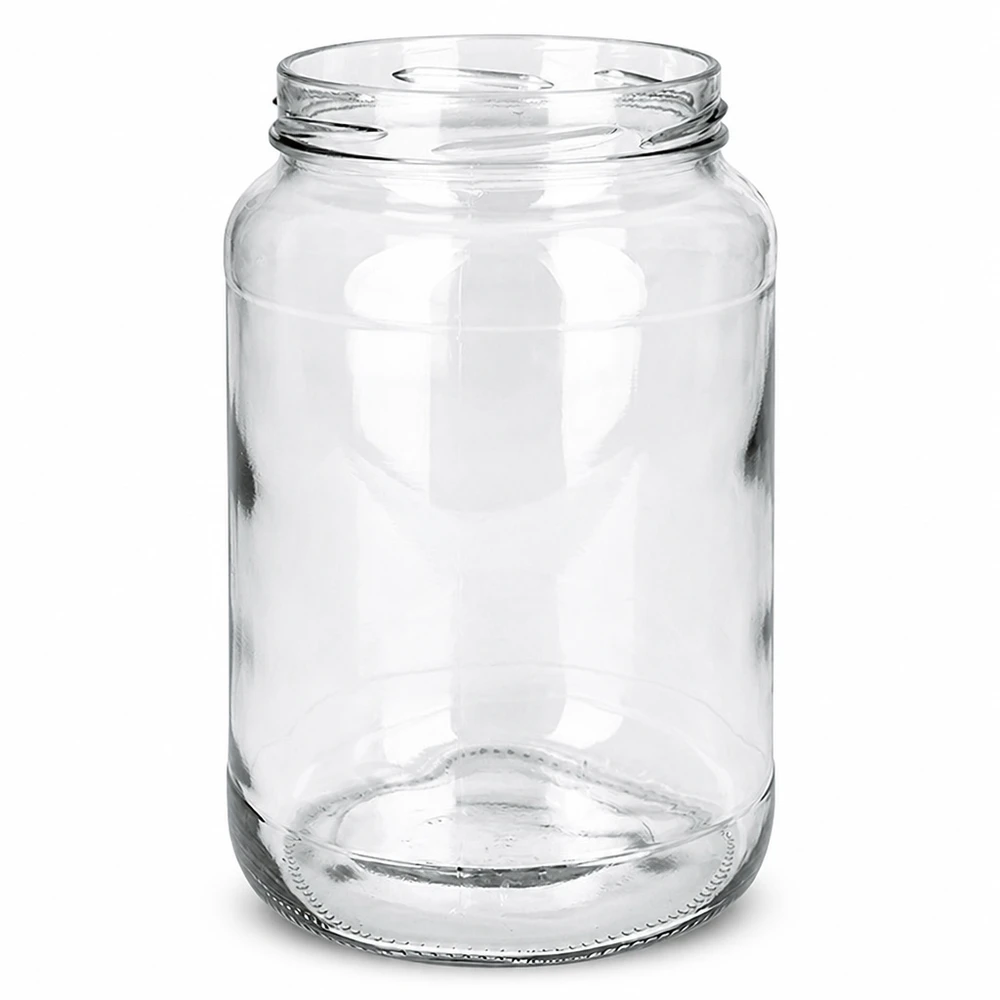 1700ml Verre rond sans couvercle (TO100) UNiTWIST Pot à l'envers vide UNiTWIST Runda1700 1700ml TO100 transparent sans couvercle sur fond blanc