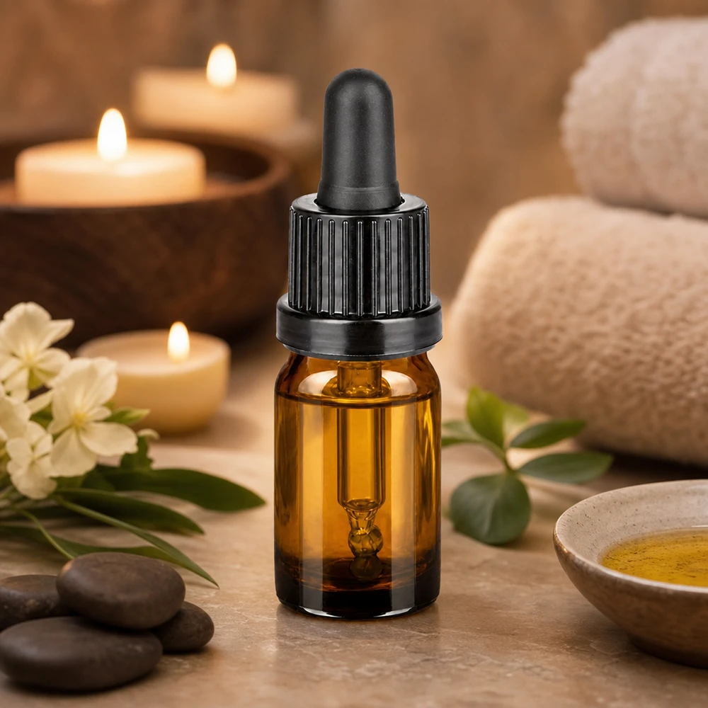 Flacon à pipette 5ml noir OV BrownLine UT18/5 Petit flacon à pipette de 5 ml en verre brun avec bouchon noir pour les substances sensibles
