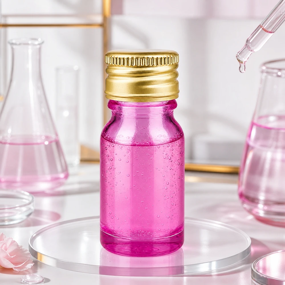 Bouteille 10ml 11mm bouchon à vis alu-or standard PurpleLine. UT18/10 Petit flacon en verre pourpre de 10 ml avec ouverture de 11 mm et bouchon doré pour un dosage précis