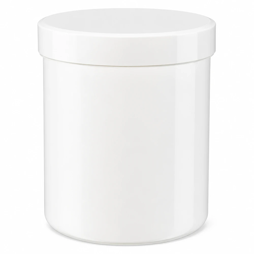 Grande boîte à cosmétiques blanche de 250 g avec couvercle à vis, en polypropylène résistant