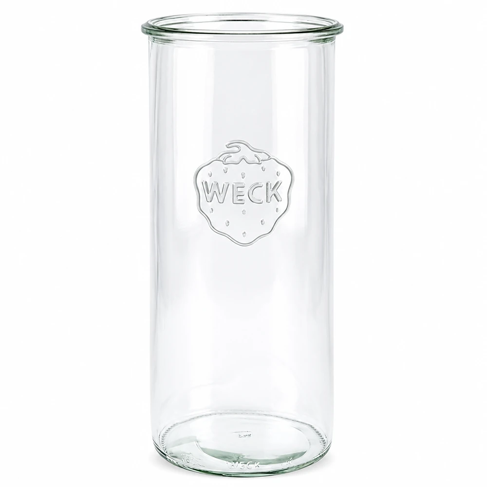 Bocal en verre WECK RR100 de 1 500 ml WECK Pot de 1500ml RR100 transparent avec logo gravé et fond rond pour la mise en conserve et les provisions