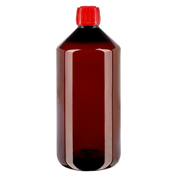 Bouteille PET 1000ml avec bouchon rouge,bouchon d'inviolabilité