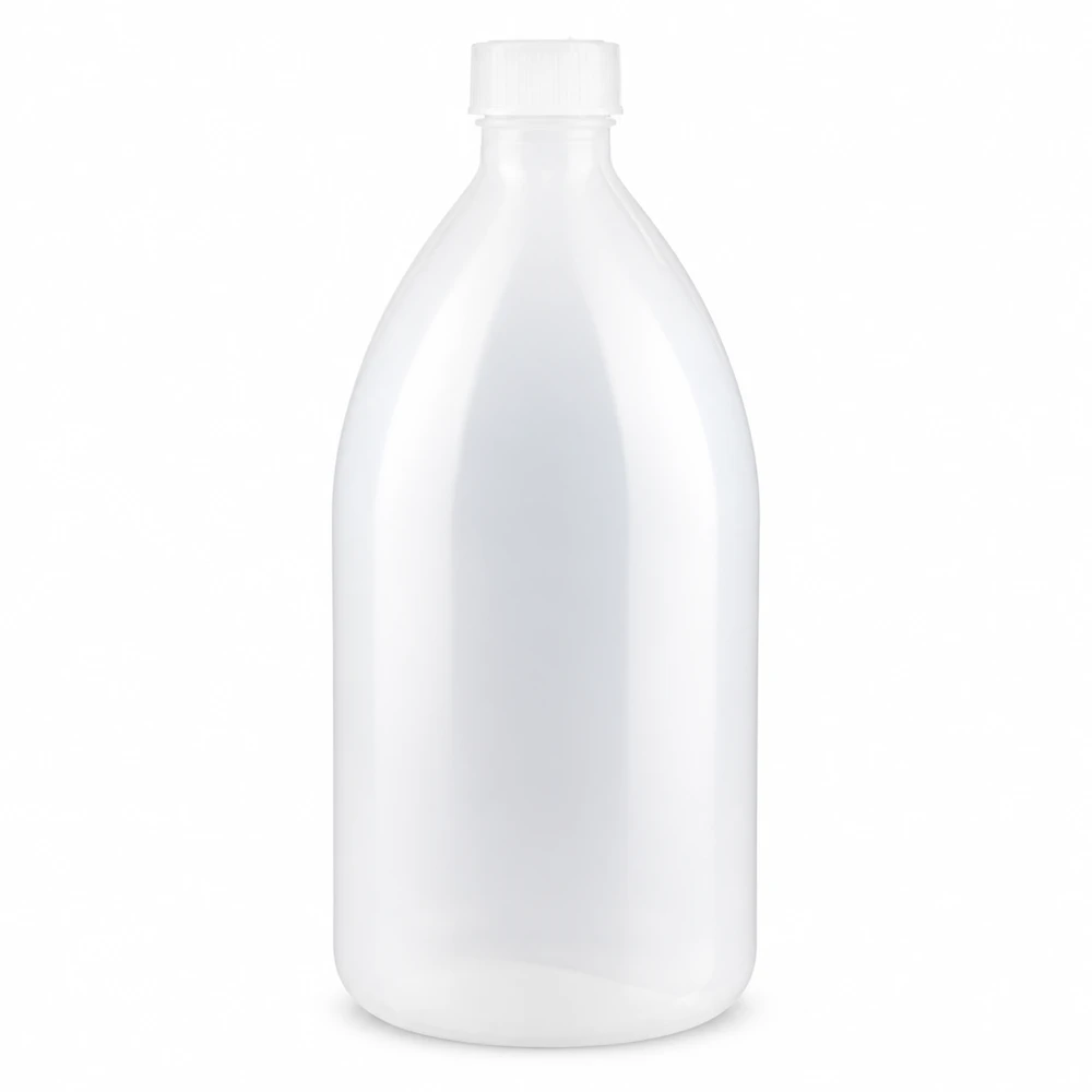 Flacon 1000 ml à col étroit, avec bouchon Robuste HDPE Enghalsflasche 1000ml in Weiß mit kindersicherem Schraubdeckel
