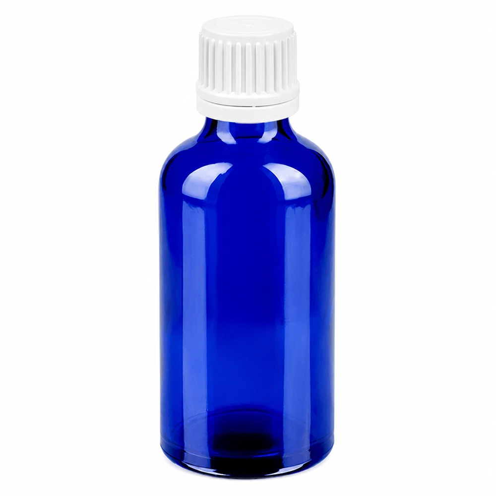 Flacon 50ml 11mm SV blanc OV BlueLine UT18/50 Bouteille de pharmacie compacte de 50 ml en verre bleu pour les teintures et les essences
