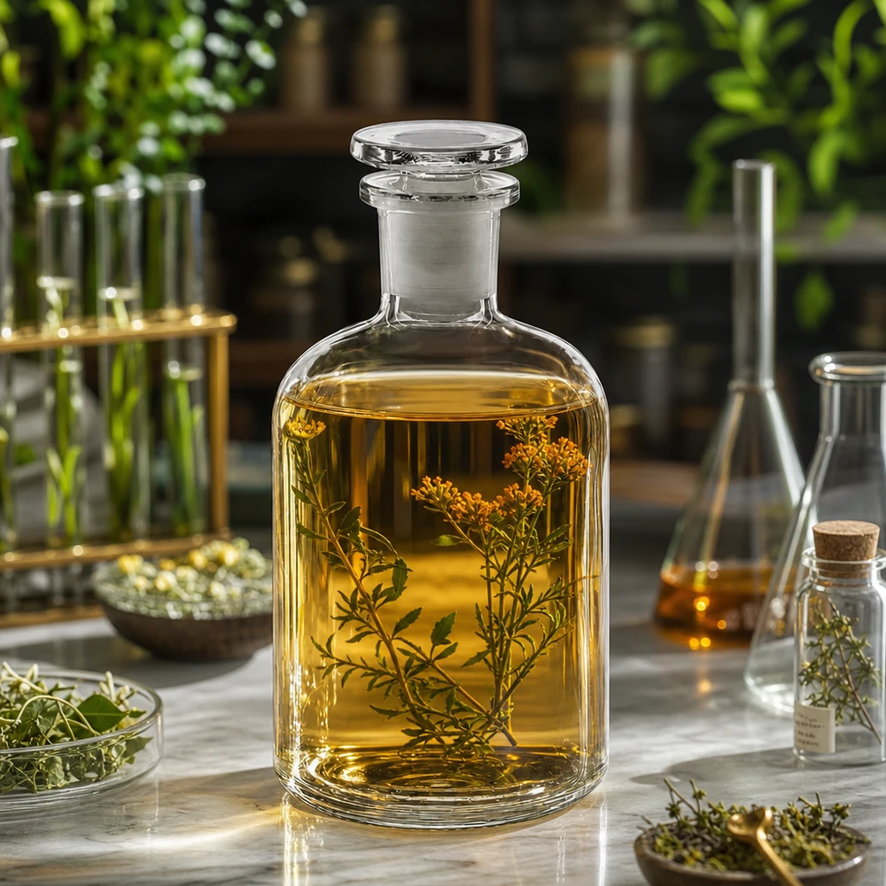Flacon pharmaceutique 250 ml col étroit en verre clair + bouchon Bouteille en verre de 250 ml, à épaulement arrondi, transparente, avec bouchon, pour huiles essentielles et teintures