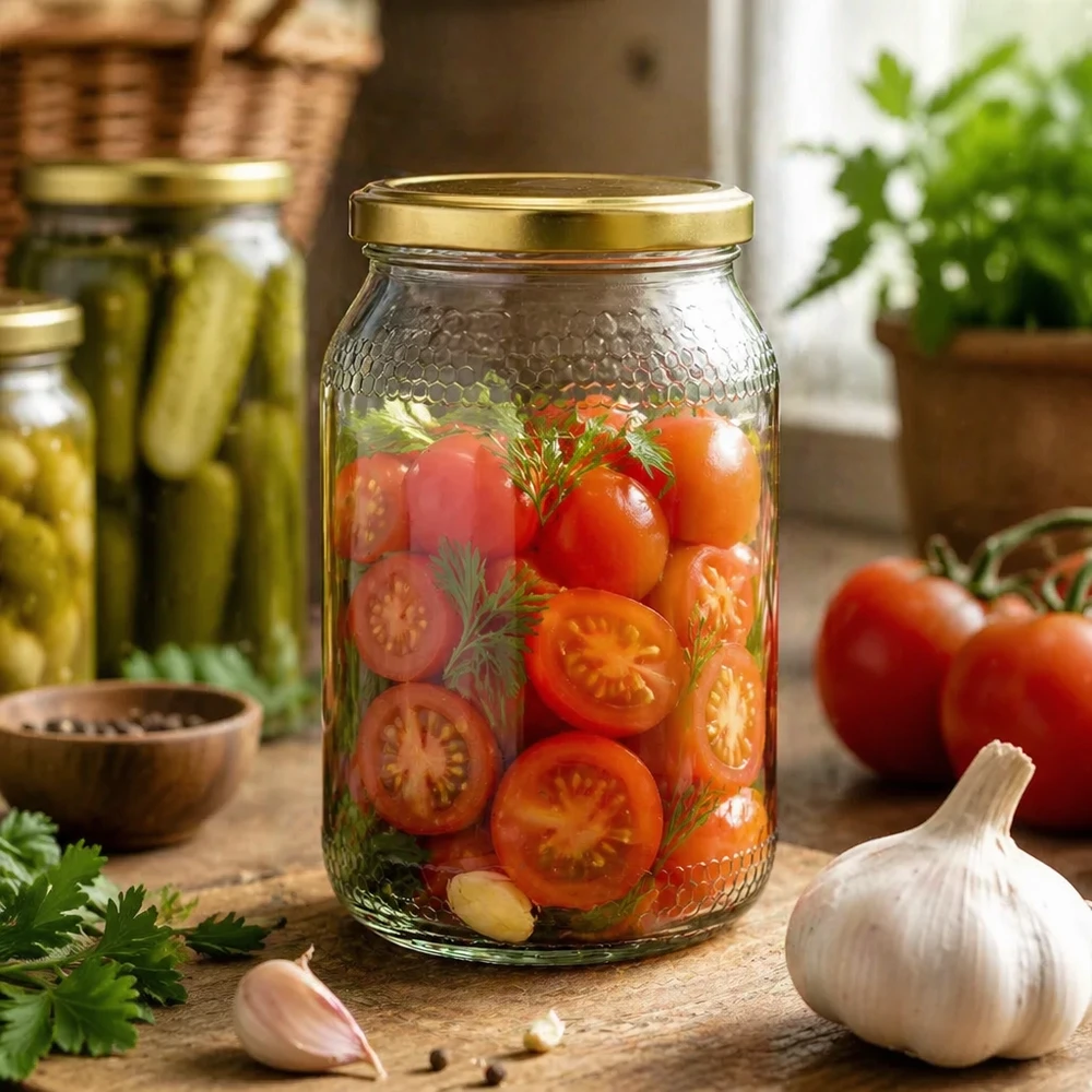 Pot à miel de 900 ml pour tomates confites - couvercle doré UNiTWIST polyvalent