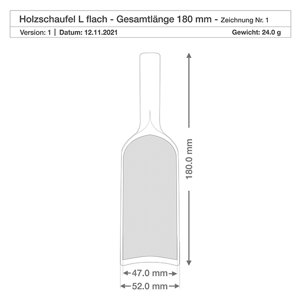 Pelle en bois taille L forme plate - 180mm de long