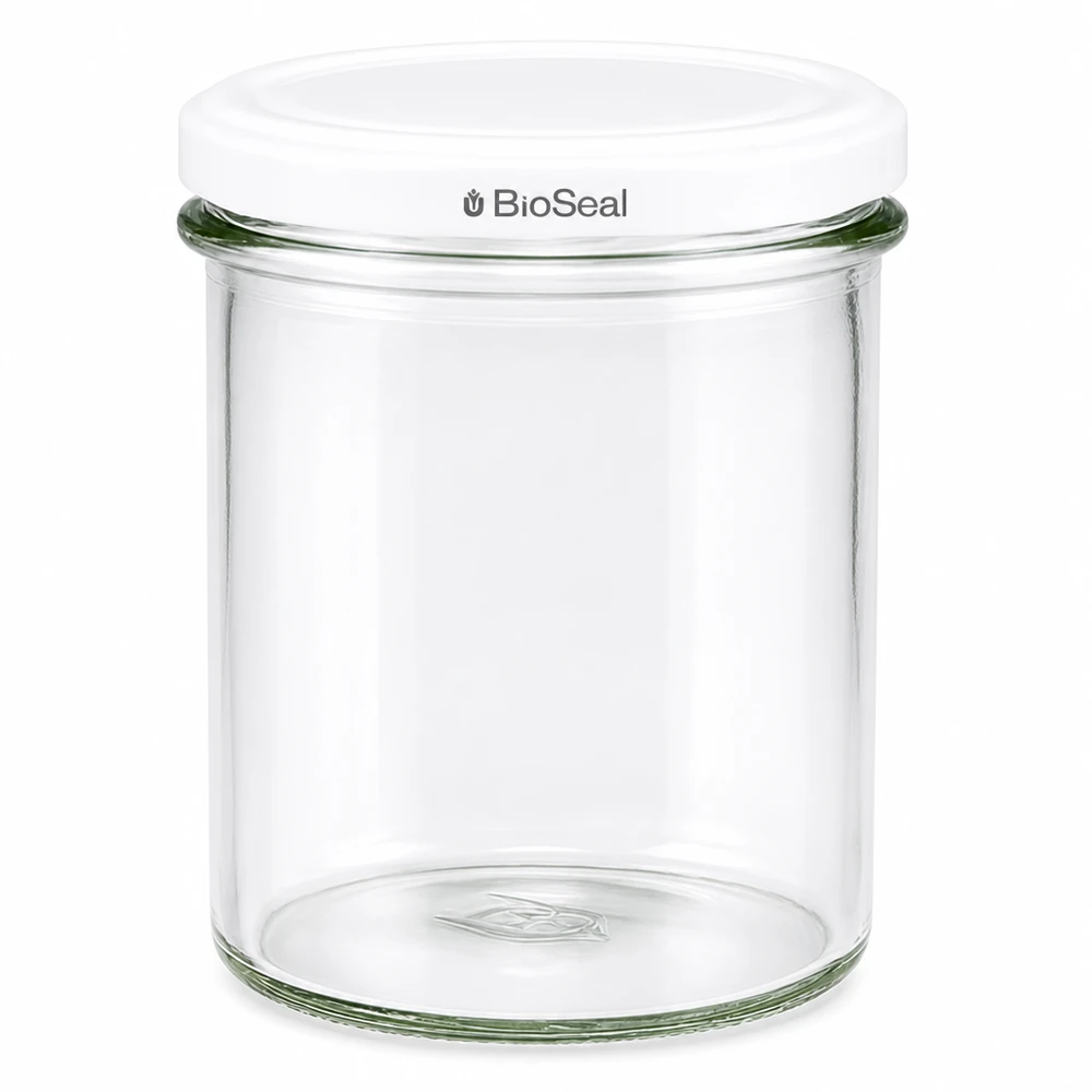 350ml Verre conique avec couvercle BioSeal blanc UNiTWIST UNiTWIST Sturz350 Pot de conservation avec couvercle blanc TO82 BioSeal transparent Pot de stockage en verre
