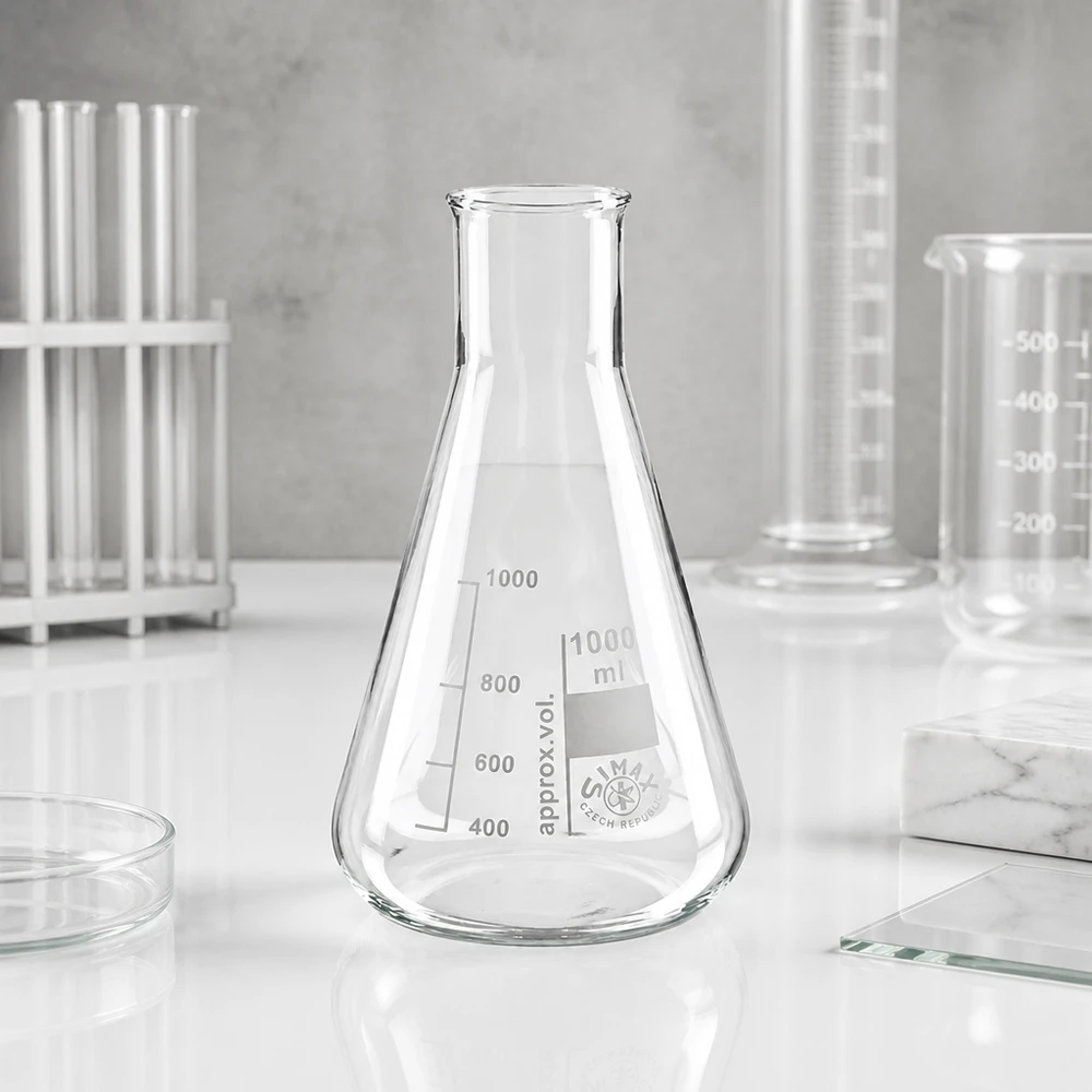 Erlenmeyer 300ml col large, verre borosilicate