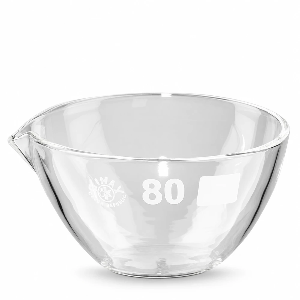 Capsule d’évaporation 90 ml en verre borosilicate, avec bec verseur Bol d'évaporation résistant à la chaleur pour les applications de laboratoire en borosilicate de haute qualité
