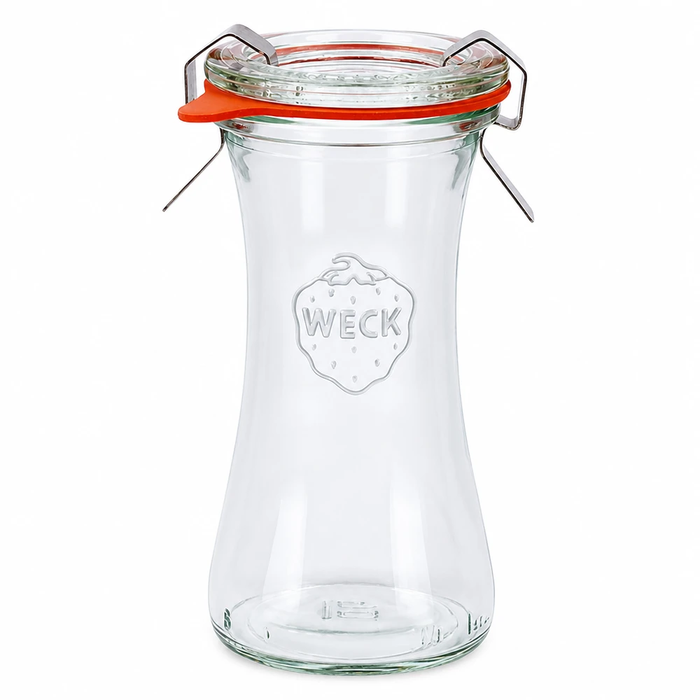 Pot à délicatesse 100ml WECK RR40 avec couvercle en verre anneau en caoutchouc et pinces set complet transparent