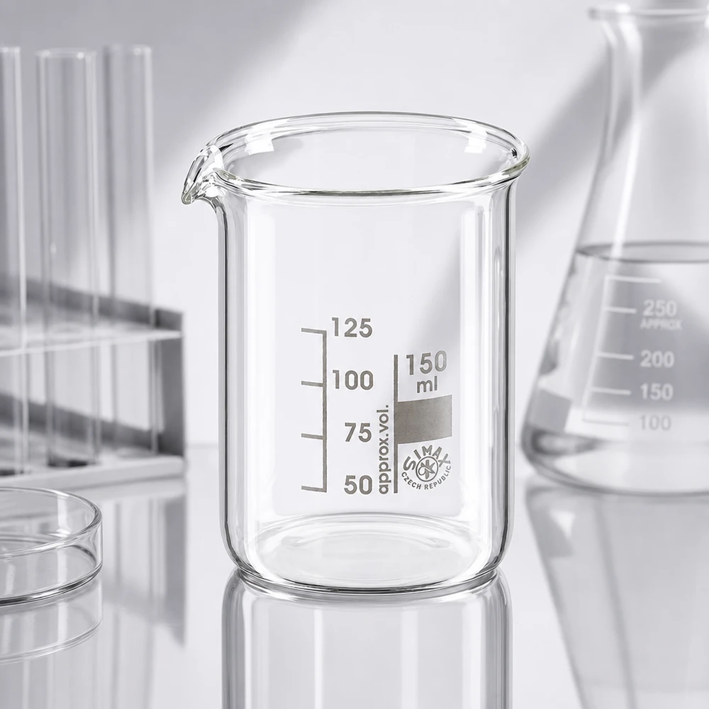 Gobelet en verre borosilicaté transparent 150ml avec bec verseur pratique pour un transvasement facile