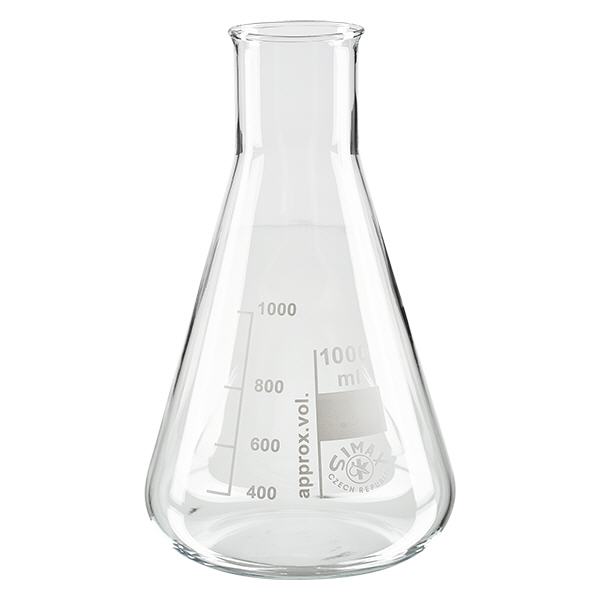 Erlenmeyer 1000ml col large, verre borosilicate
