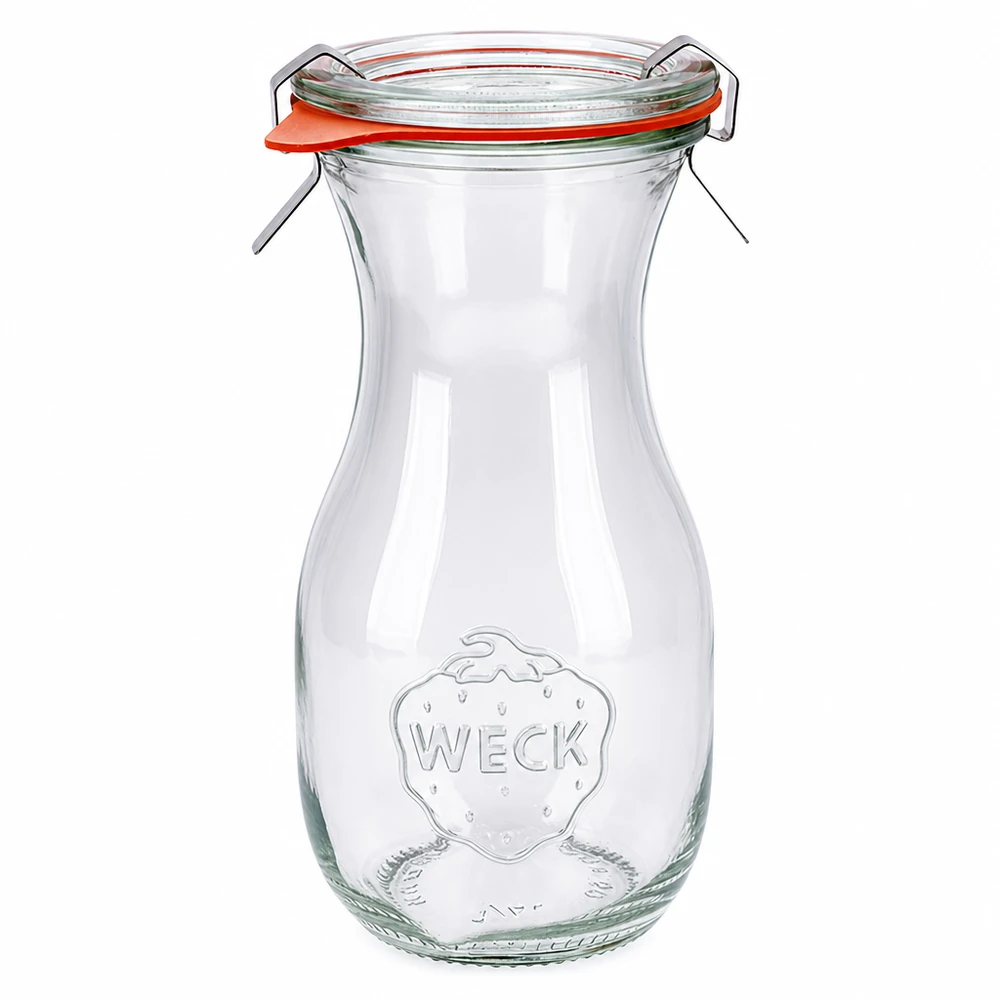 WECK Bouteille de jus de fruits 290ml avec couvercle en verre et anneau en caoutchouc RR60 Bocal pour jus de fruits et conserves