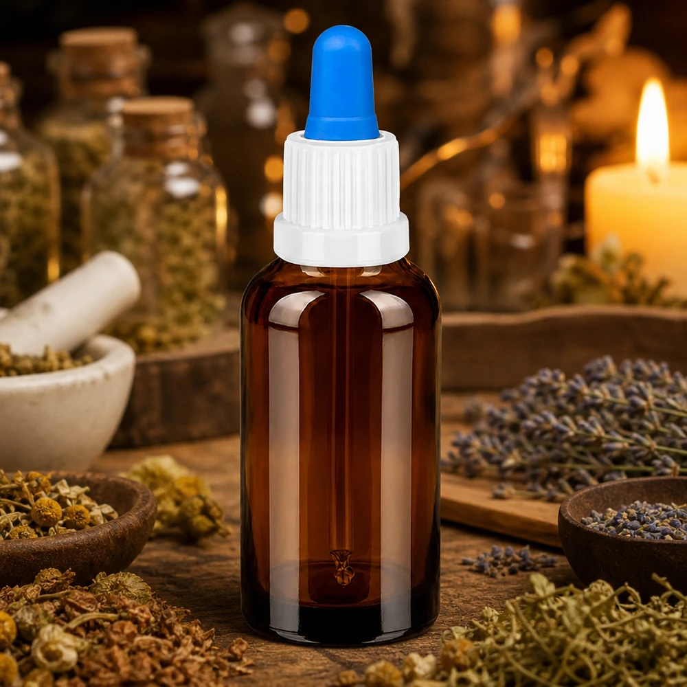 Bouteille pipette 30ml blanc/bleu OV BrownLine UT18/30 Bouteille à pipette professionnelle de 30 ml d'une manipulation enfantine pour une utilisation quotidienne