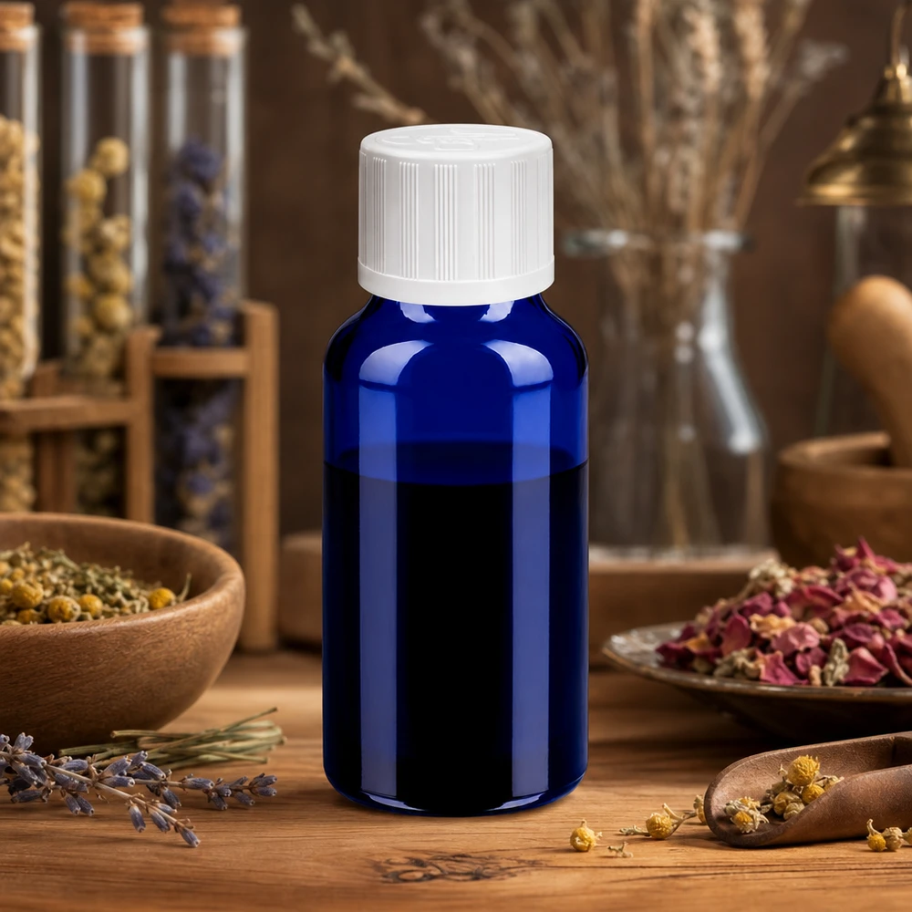 Flacon 20ml 11mm SV f. STD KiSi BlueLine UT18/20 Bouteille robuste de 20 ml en verre au cobalt avec filetage standard pour les pharmacies et la médecine naturelle