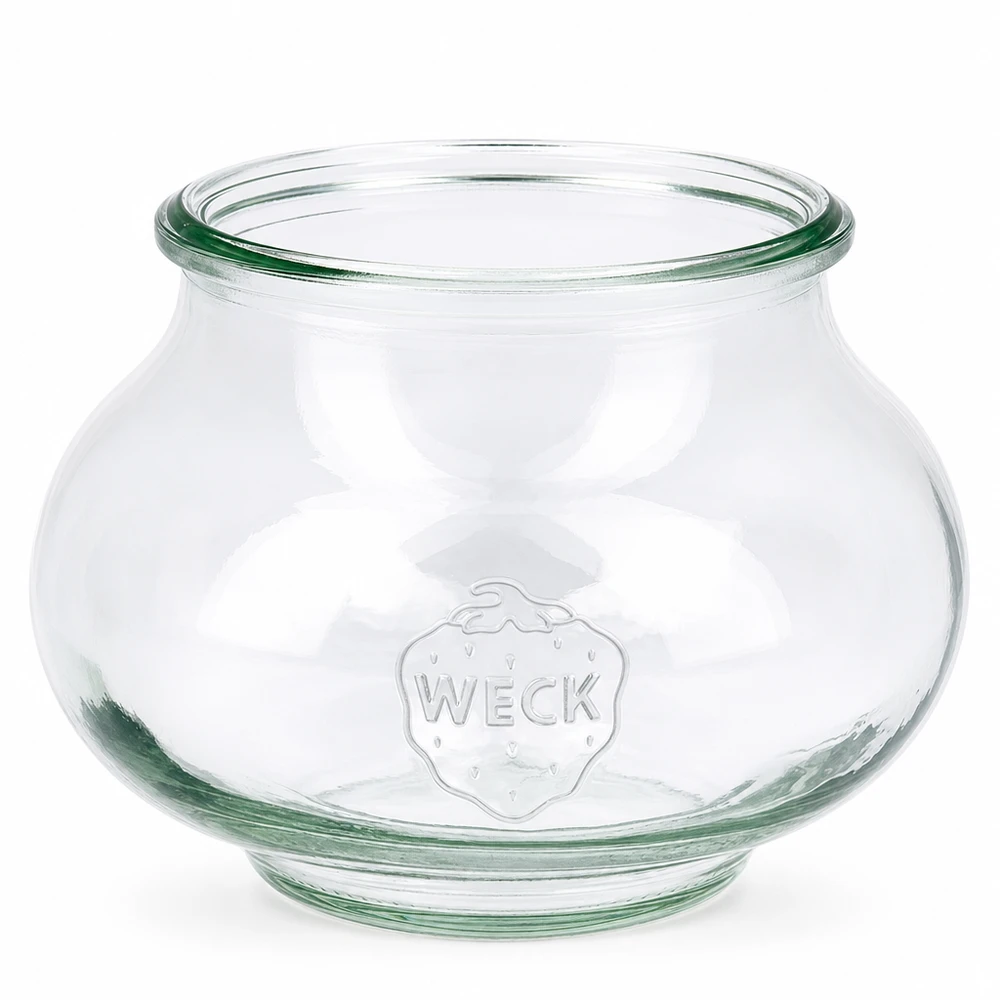 WECK Pot à bijoux 560ml RR80 en verre transparent avec logo en relief et large ouverture pour la mise en conserve et la conservation