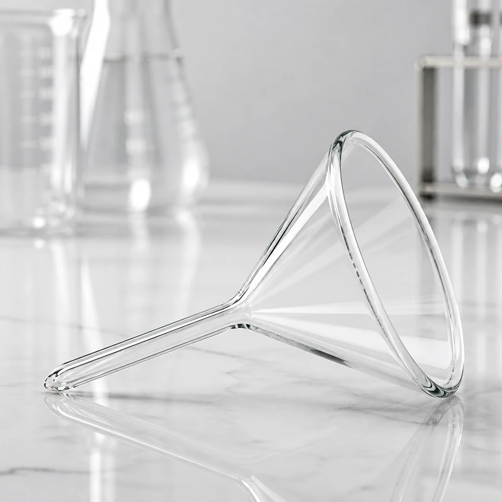Entonnoir Ø 40mm - verre sodocalcique - angle 60° Entonnoir de laboratoire précis 40mm en verre sodo-calcique de haute qualité avec une forme d'entonnoir optimale de 60 degrés