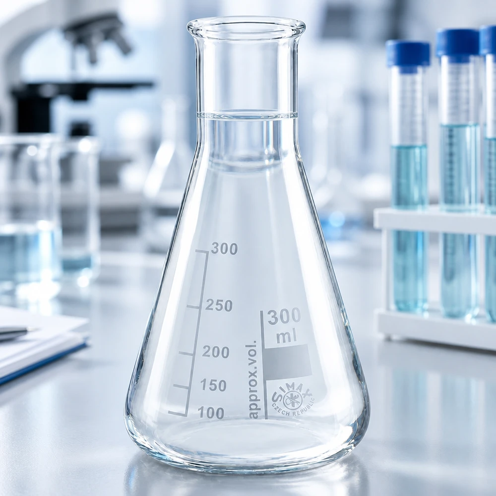 Erlenmeyer 300ml col étroit, verre borosilicate