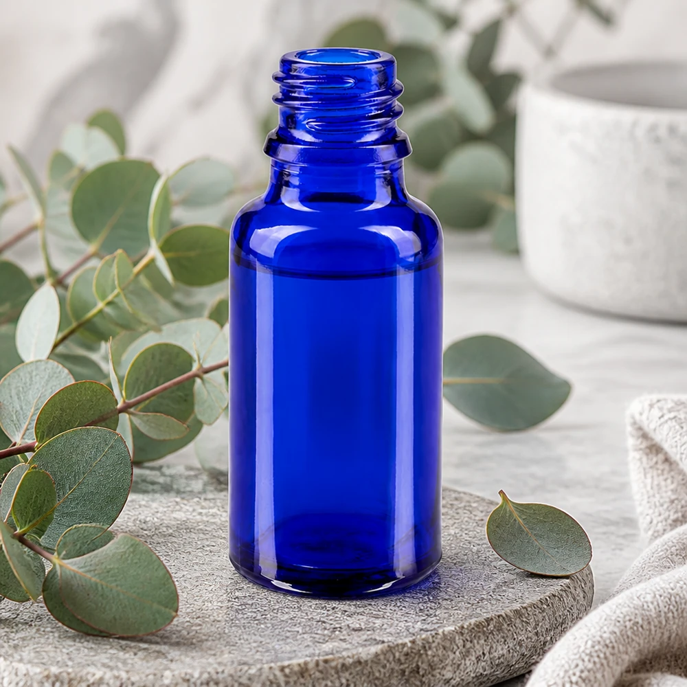 Flacon avec compte-gouttes 20 ml DIN18 - verre bleu Bouteille de pharmacie ApoGlas 20ml bleu intense avec filetage précis pour un stockage sûr