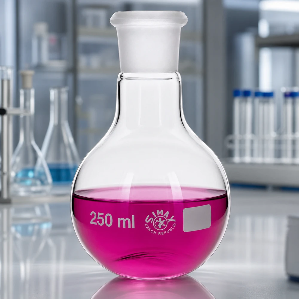 Ballon à fond plat 250 ml à col large, en verre borosilicate avec rodage normalisé 29/32 Ballon en verre résistant à la chaleur 250ml avec rodage standard pour la distillation et les réactions
