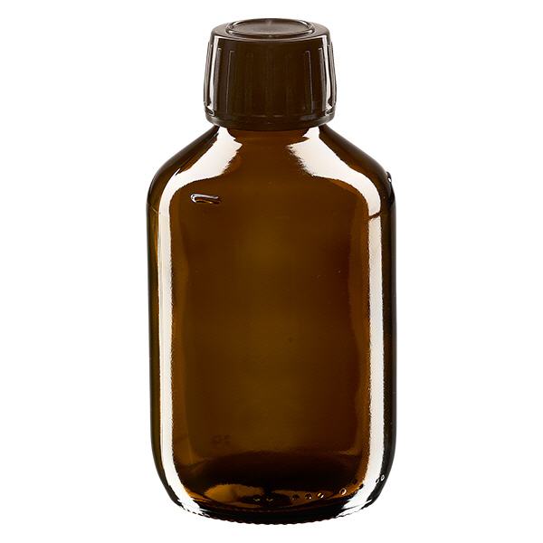 Flacon à usage médical de 200 ml brun avec bouchon d'inviolabilité brun