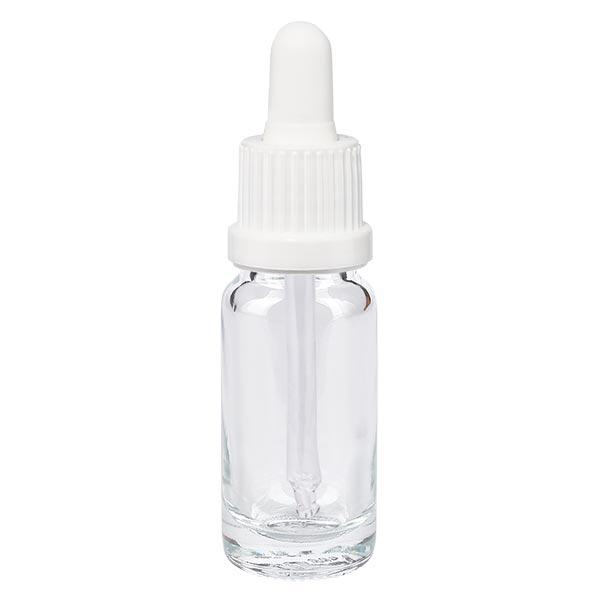 Flacon clair 10 ml + pipette blanche à système d'inviolabilité