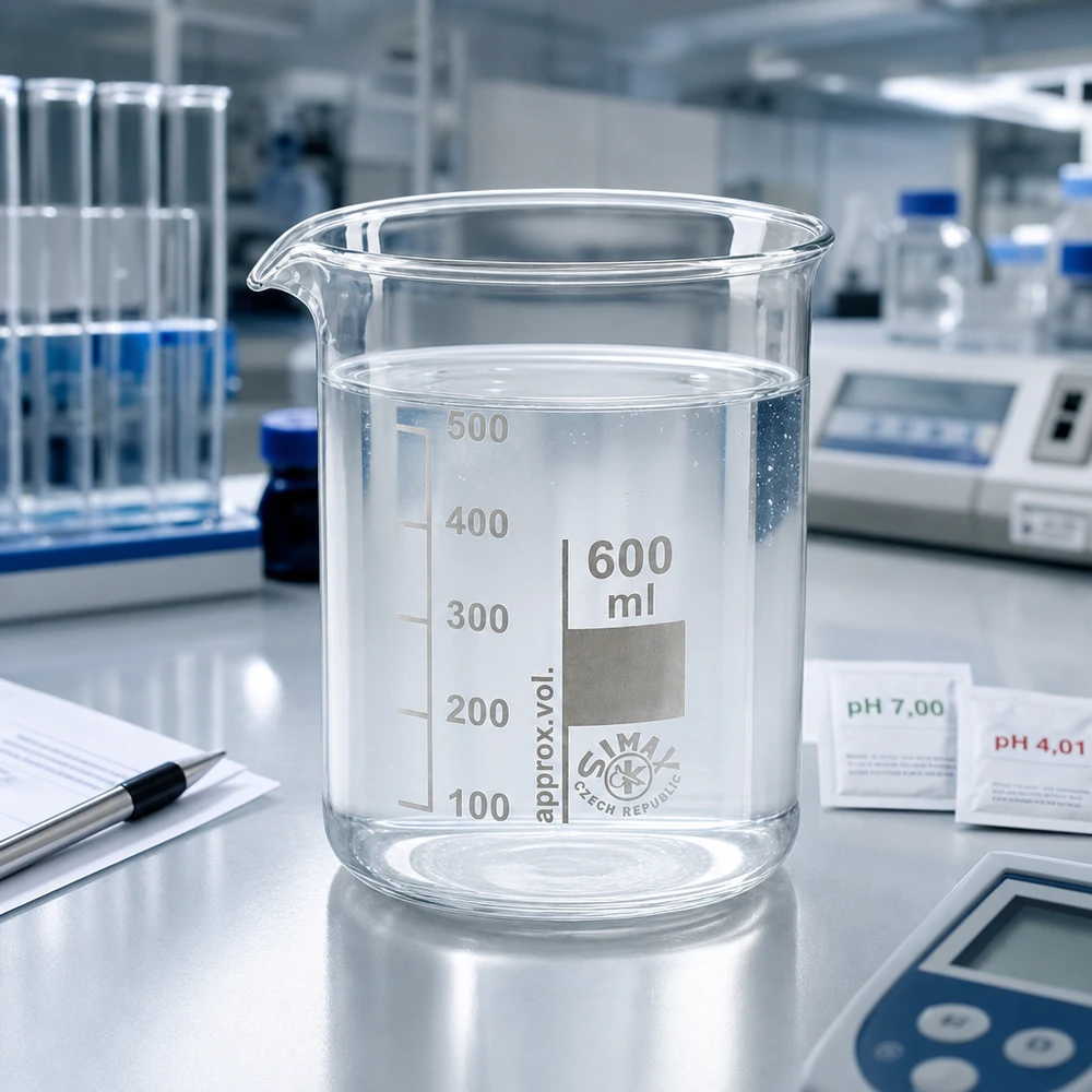 Bécher transparent 600ml en verre borosilicaté forme basse pour des mesures professionnelles en laboratoire