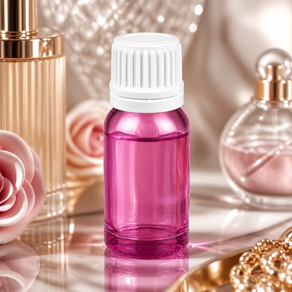 Flacon 10ml bouchon à vis 11mm blanc Originalité bouchon à vis PurpleLine UT18/10 Bouteille en verre violette pratique de 10 ml avec bouchon à vis blanc de sécurité pour les enfants, à usage domestique