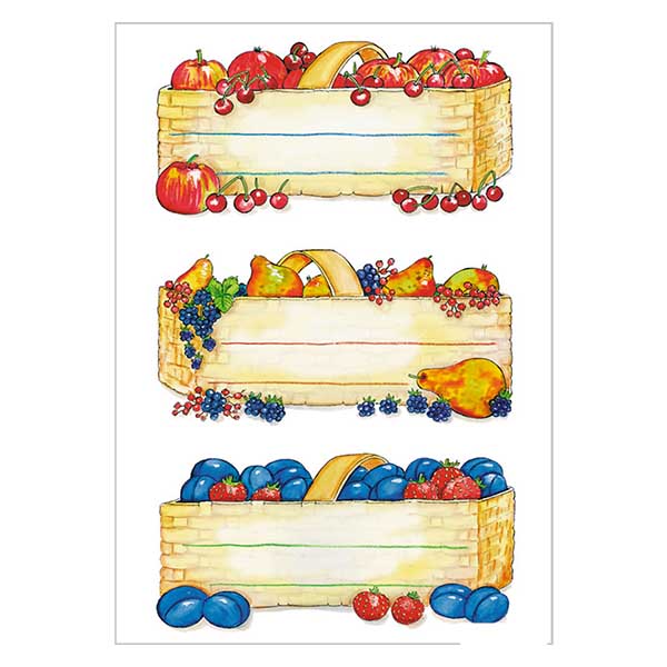 Étiquettes de cuisine &quot;Corbeilles de fruits&quot; (12 stickers)