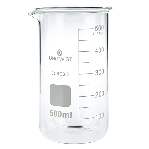Bécher 500ml borosilicate, forme haute UNITWIST Bécher 500ml borosilicate, forme haute UNITWIST