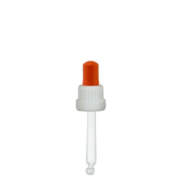 pipette en verre blanc/rouge 18mm, longueur 66 st.