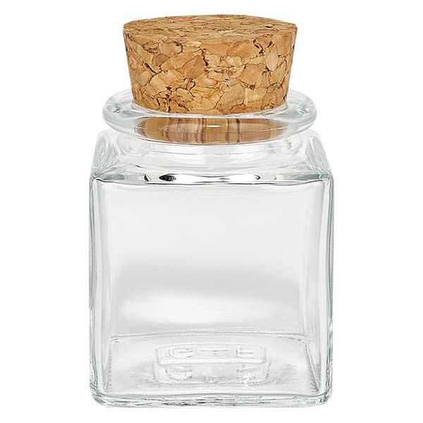 Quadratus 40ml clair, ouverture 28mm, avec liège