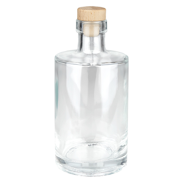 Bouteille en verre 350 ml « Galileo » avec bouchon en bois UNiTWIST®