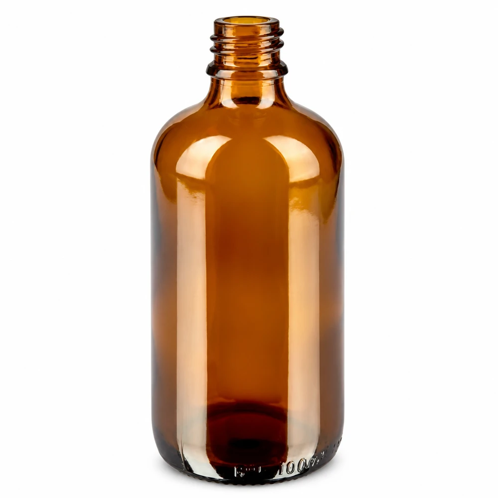 Flacon à pipette 100ml blanc/rouge OV BrownLine UT18/100 Flacon pharmaceutique en verre brun de 100 ml avec bouchon d'inviolabilité pour un stockage sûr