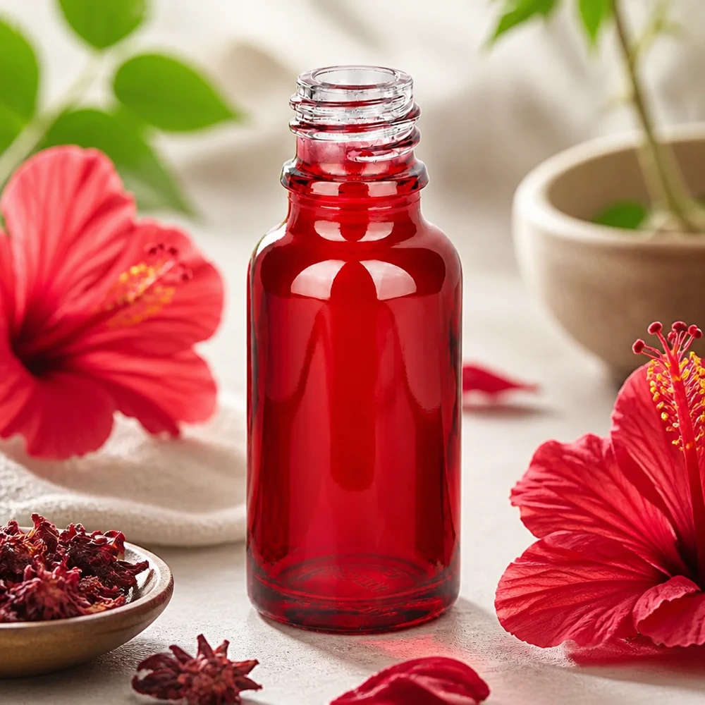 Bouteille en verre RedLine UT18/20 UNiTWIST de 20 ml de haute qualité avec coloration rouge protégeant de la lumière