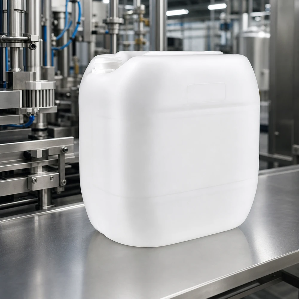 Bidon carré en plastique de 30 L, sans bouchon, empilable, destiné à un usage professionnel