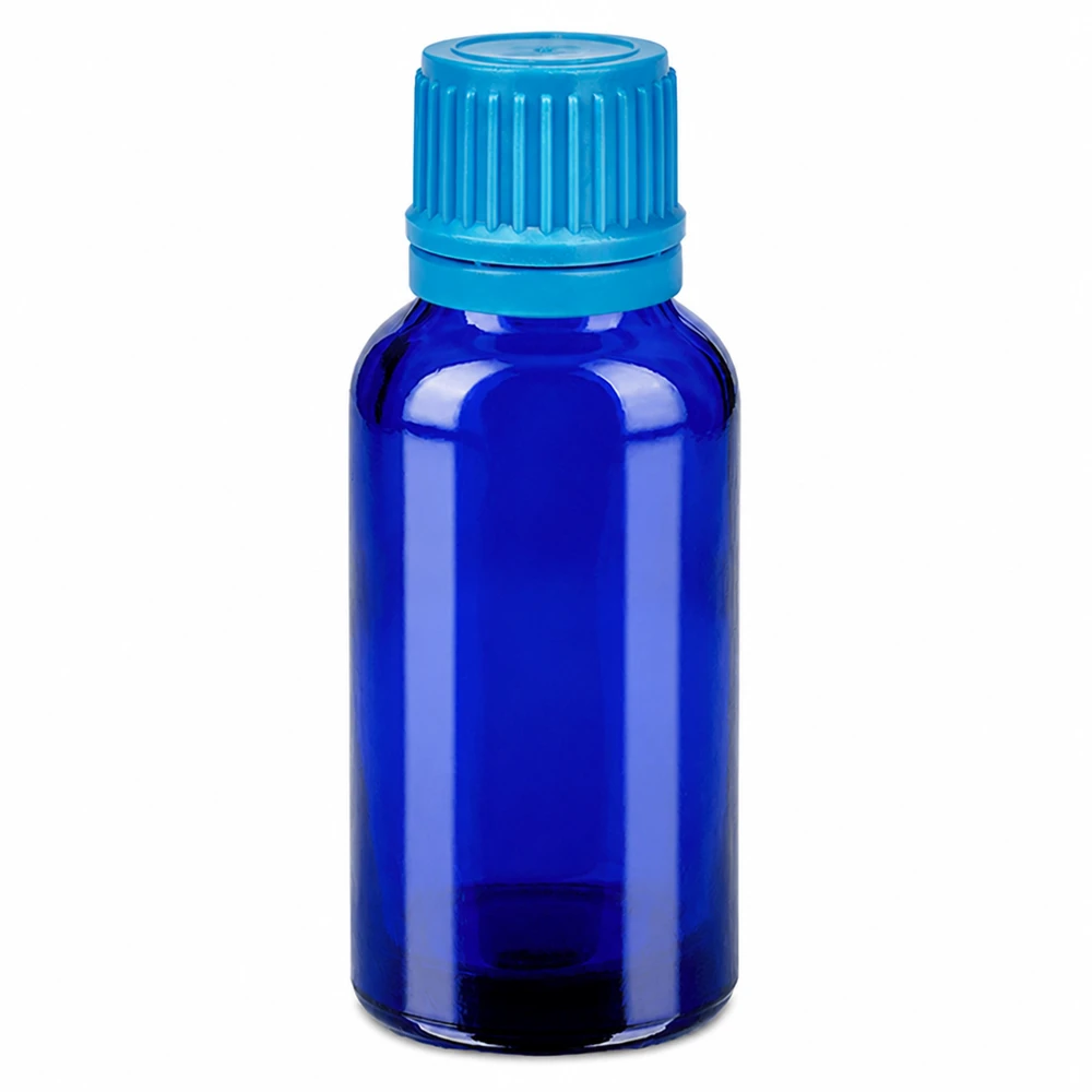 Flacon 30ml 11mm SV bleu OV BlueLine UT18/30 Petit flacon en verre de 30ml d'un bleu élégant idéal pour l'aromathérapie et les cosmétiques DIY
