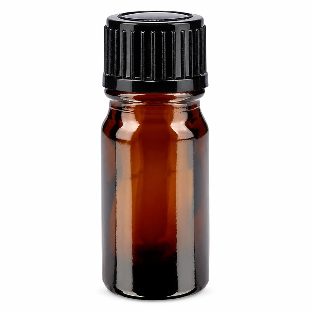 Flacon de pharmacie brun 5ml bouchon vissable noir standard Petite bouteille en verre marron de 5 ml avec bouchon à vis noir à sécurité enfant