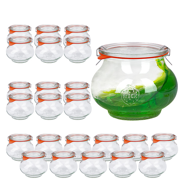 Lot de 24 bocaux Weck 220ml bocaux à bijoux, 1/4L bocaux renversés