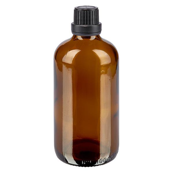 Bouteille de pharmacie brune 100ml bouchon vissable noir bouchon inviolabilité Bouteille de pharmacie brune 100ml bouchon vissable noir bouchon inviolabilité