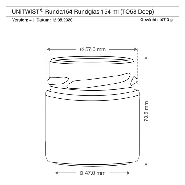 154ml Verre rond sans couvercle (TO58deep) UNiTWIST