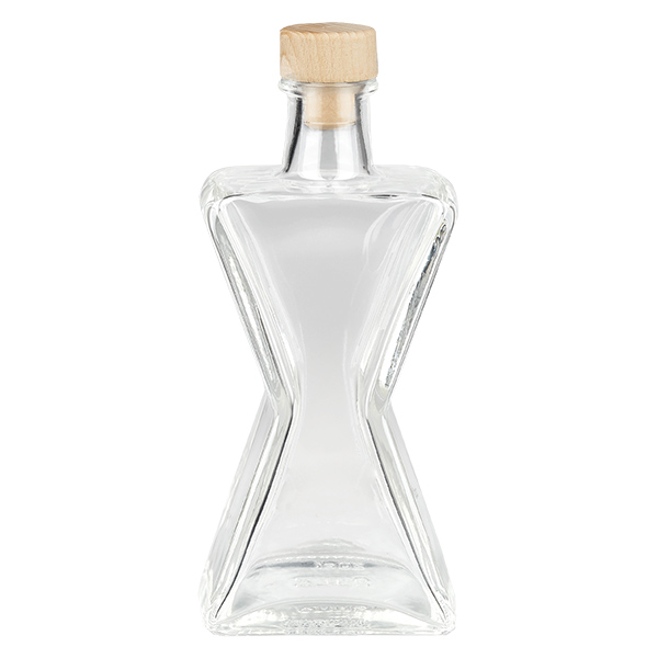 Bouteille en verre 200 ml « Persiflage » avec bouchon en bois UNiTWIST®