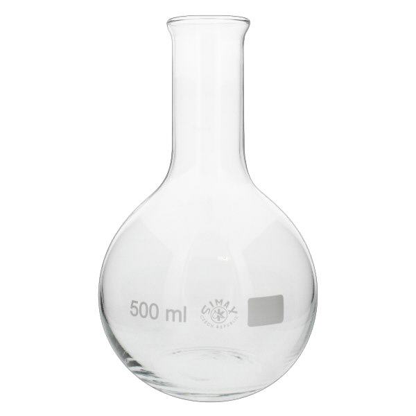 Ballon à fond plat 500 ml à col étroit, en verre borosilicate avec bord renforcé